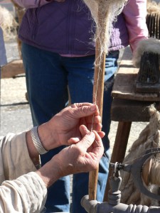 spinning flax into linen